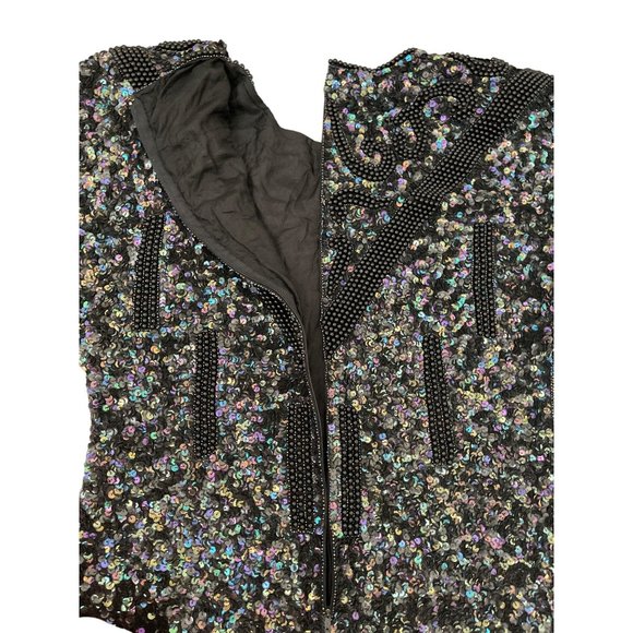 Vintage Jean for Joseph Le Bon Dress Black Beaded Sequined Pure Silk Dress M NWT - Picture 12 of 13